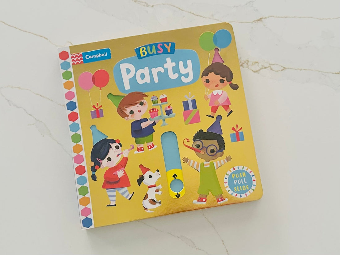 Busy Party - Push, Pull and Slide Book - Wondertivity